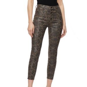 J Brand Lillie high rise sneak print coated skinny crop jeans button fly